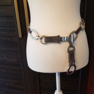 Suzi Roher brushed metal and leather belt
